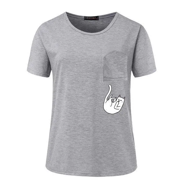 Dropping Pocket Cat T-Shirt