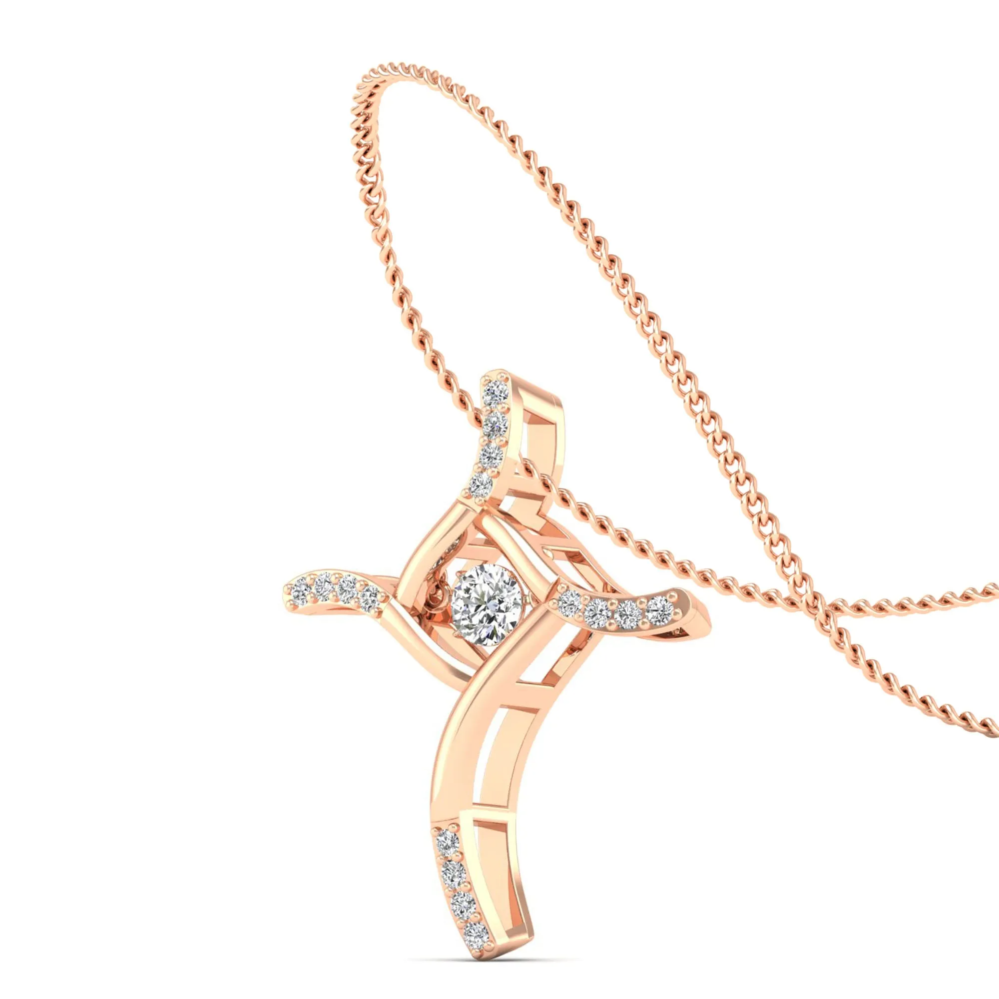 Elegant Cross Dancing Diamond Pendant