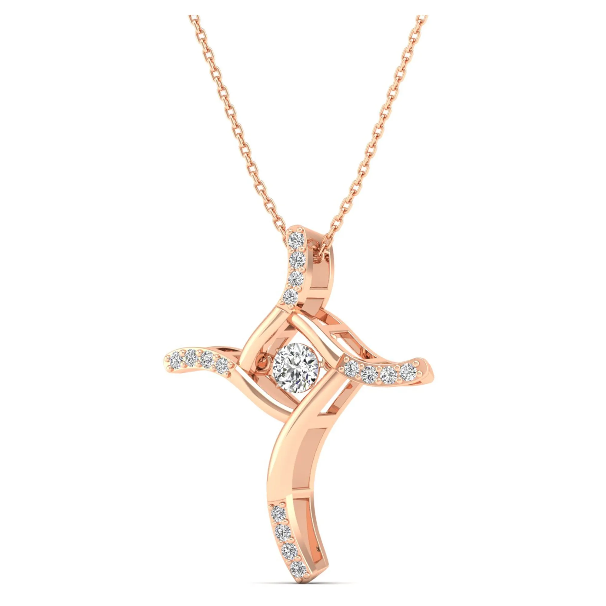 Elegant Cross Dancing Diamond Pendant