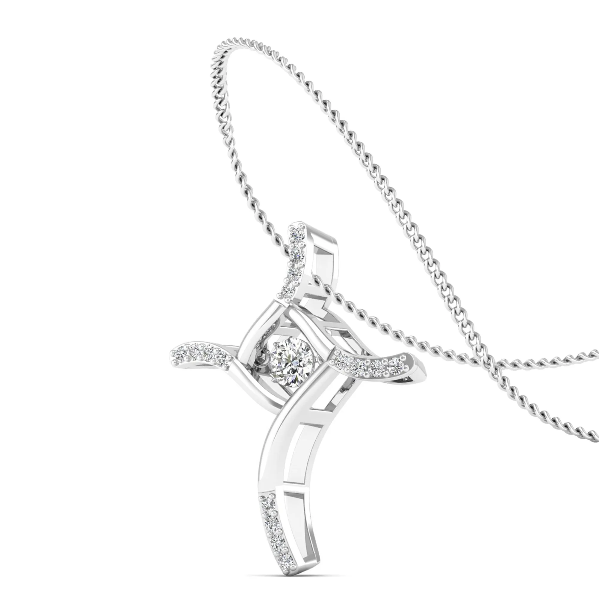 Elegant Cross Dancing Diamond Pendant