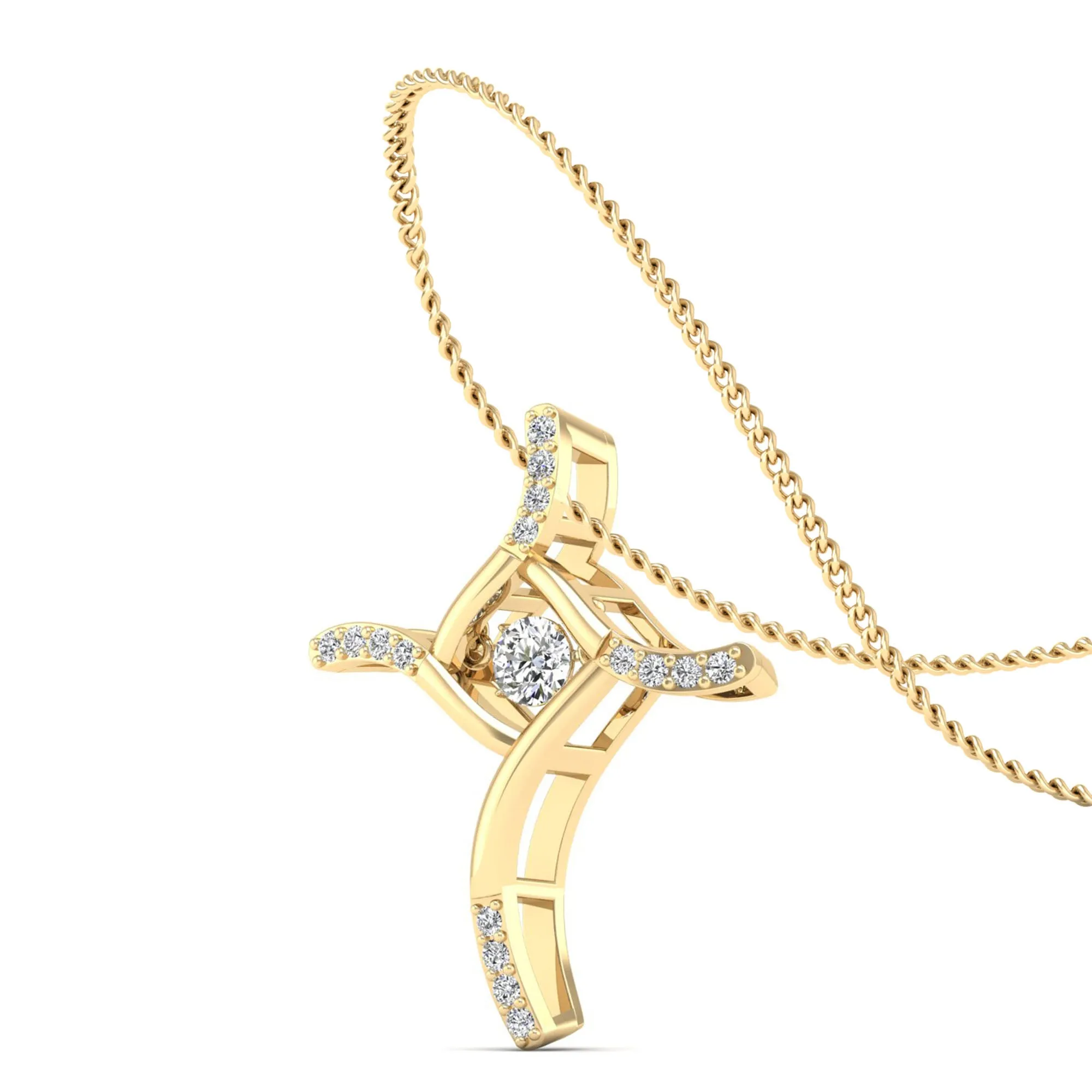 Elegant Cross Dancing Diamond Pendant