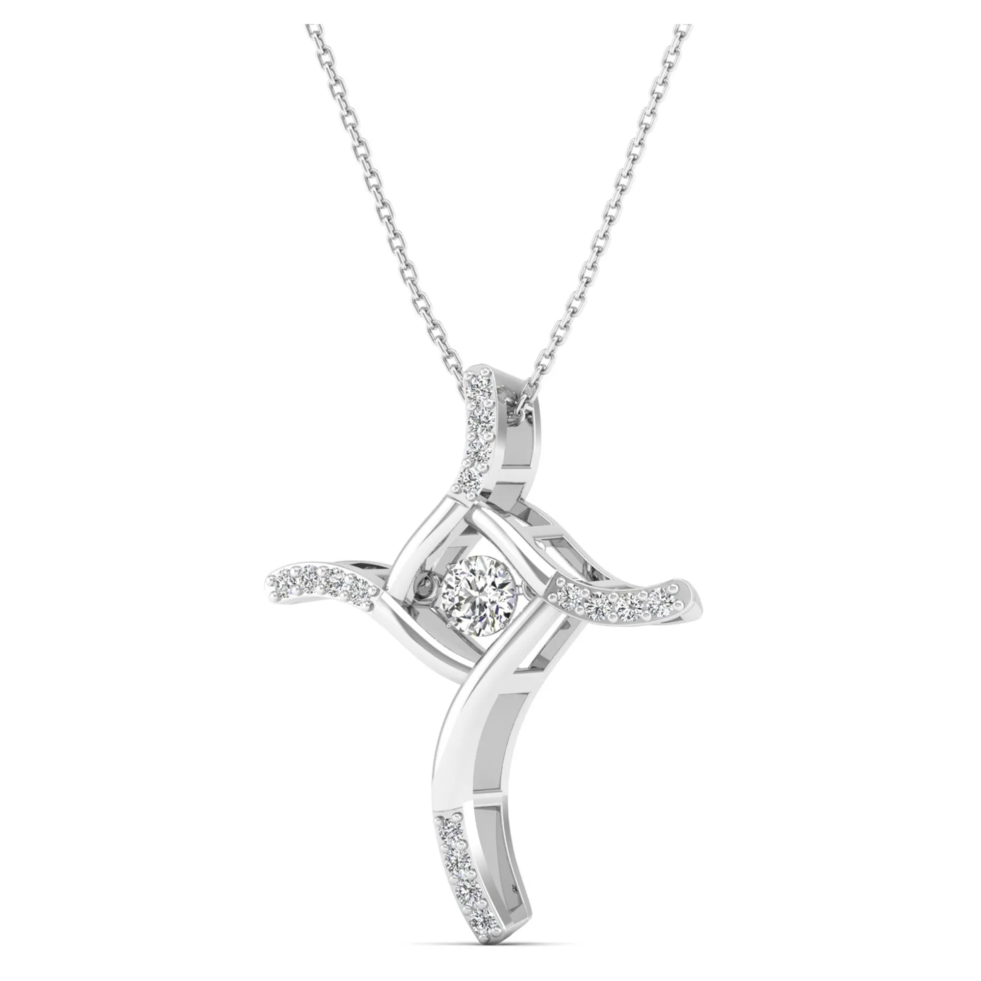 Elegant Cross Dancing Diamond Pendant