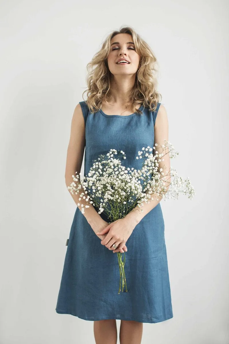 Elegant Sleeveless Linen Sundress