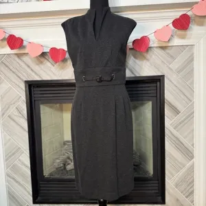 Eliza J New York Sheath Dress Mock Neck Sleeveless Gray Career Size 8