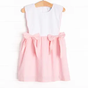 Elizabeth Side Tie Dress, Pink Swiss Dot