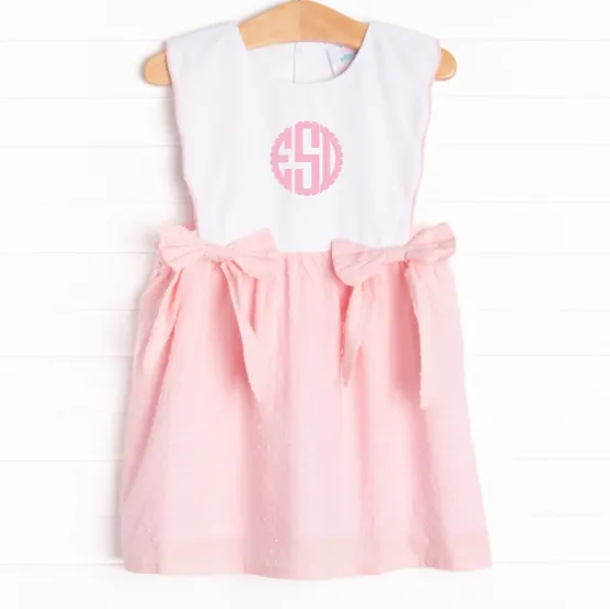 Elizabeth Side Tie Dress, Pink Swiss Dot