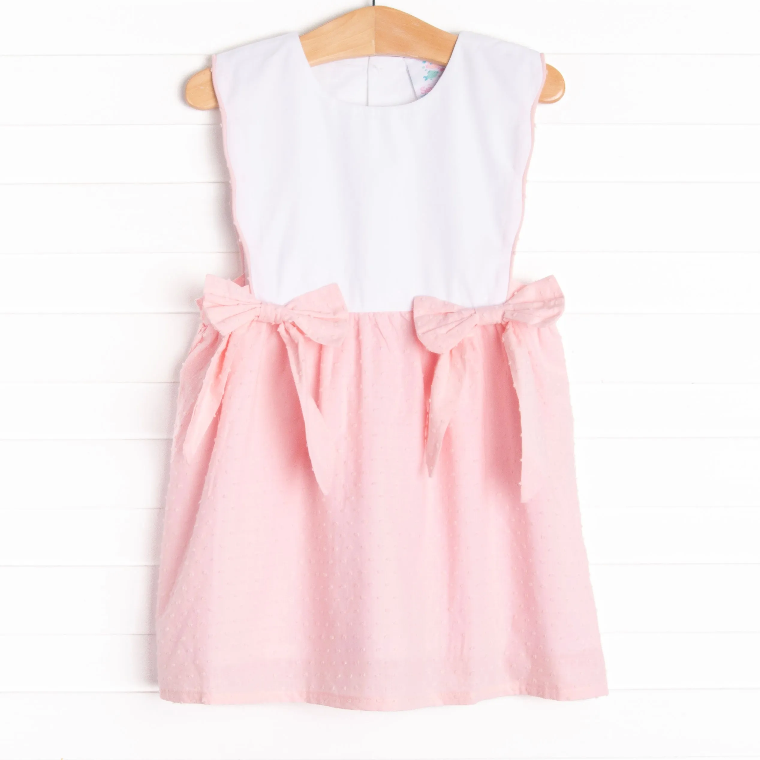 Elizabeth Side Tie Dress, Pink Swiss Dot