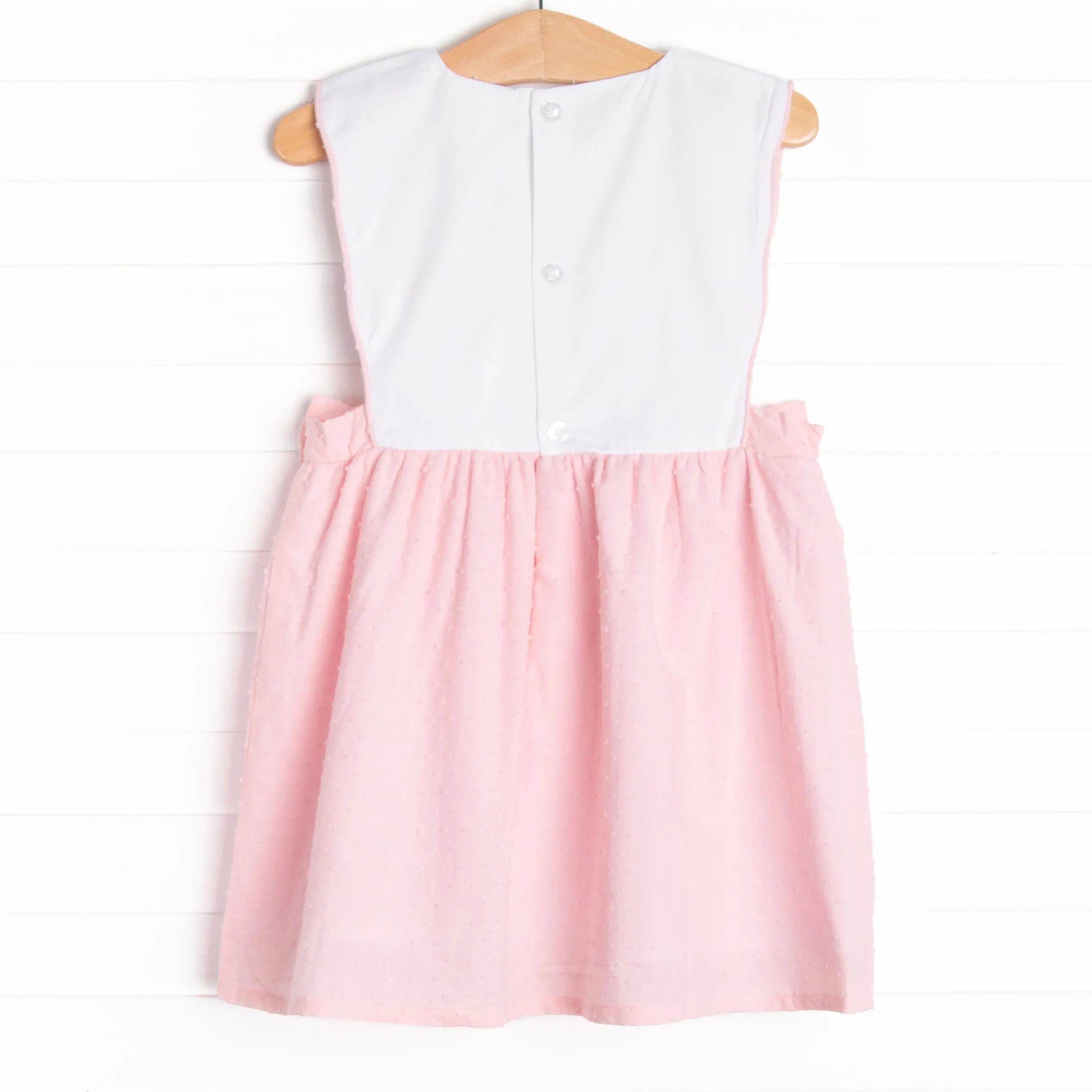 Elizabeth Side Tie Dress, Pink Swiss Dot