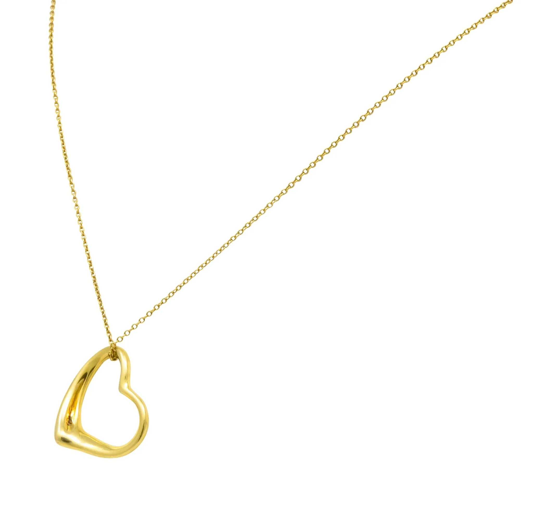 Elsa Peretti Tiffany & Co. 18 Karat Gold Open Heart Pendant Necklace