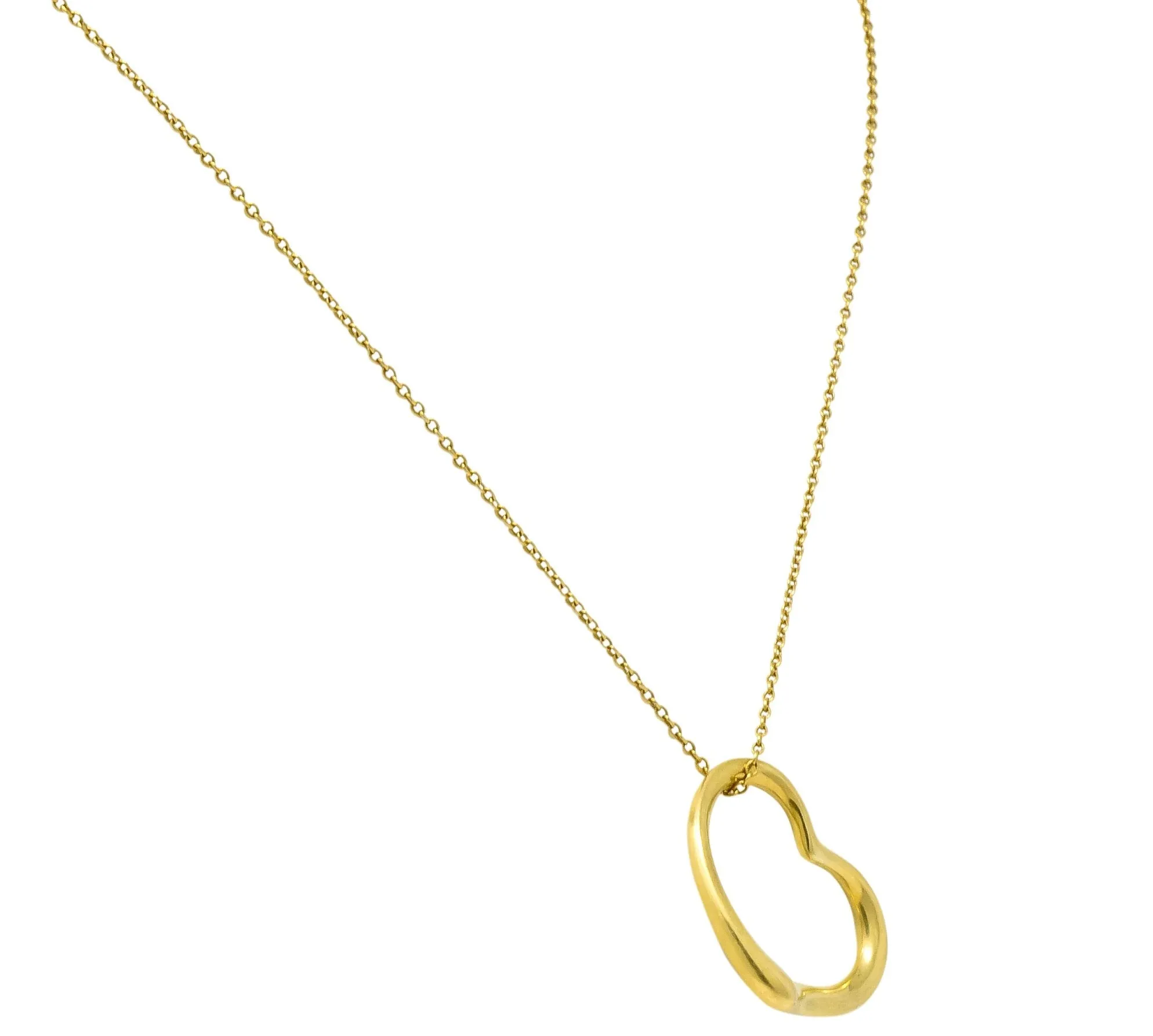 Elsa Peretti Tiffany & Co. 18 Karat Gold Open Heart Pendant Necklace