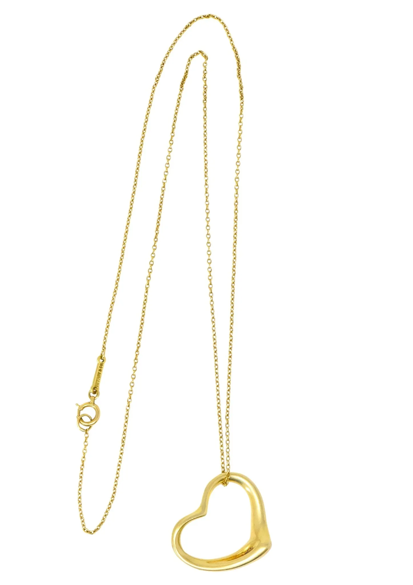 Elsa Peretti Tiffany & Co. 18 Karat Gold Open Heart Pendant Necklace