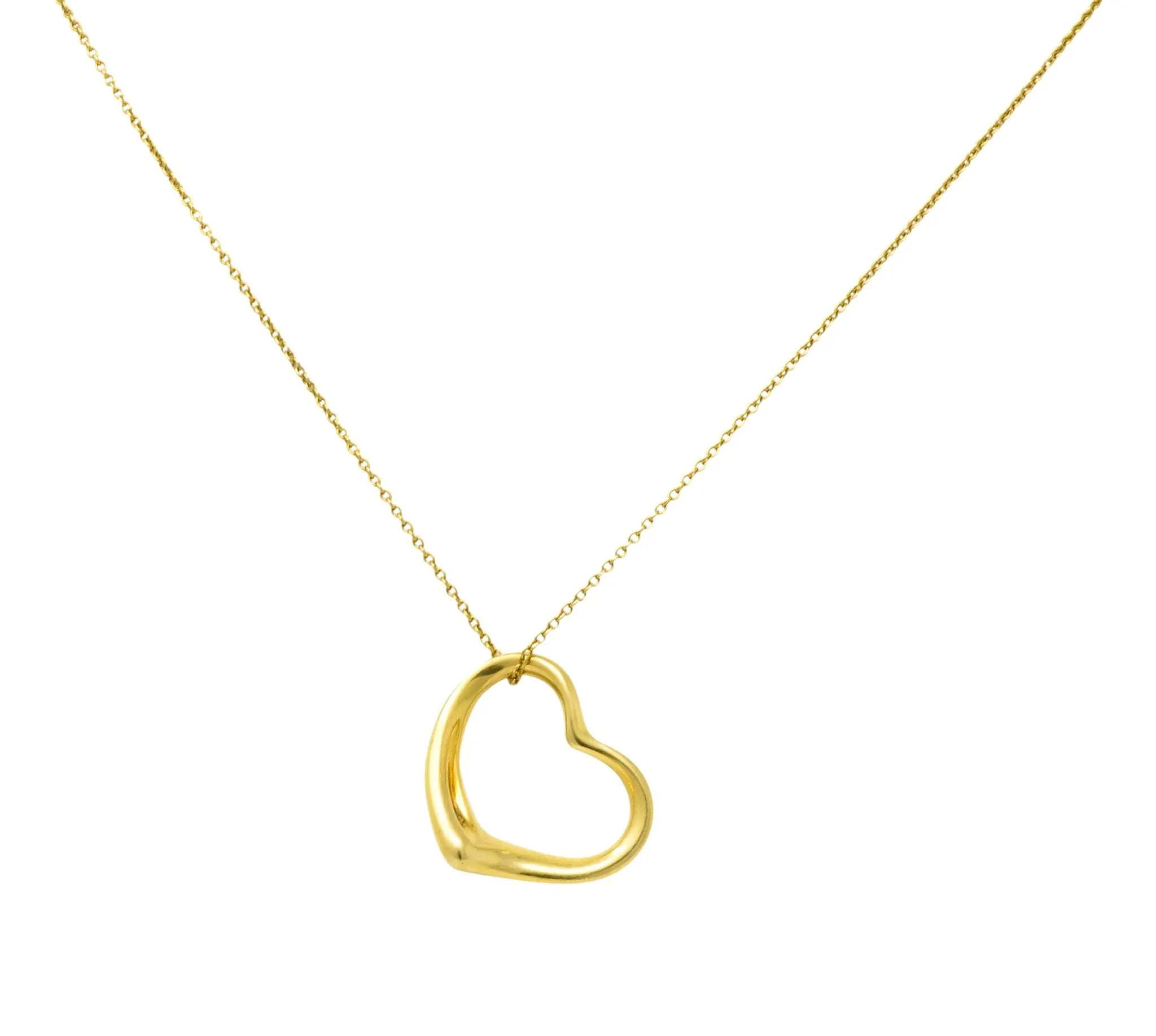 Elsa Peretti Tiffany & Co. 18 Karat Gold Open Heart Pendant Necklace
