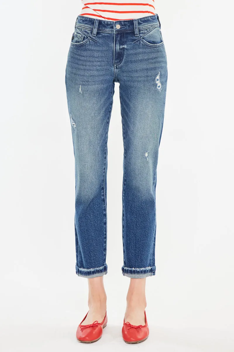 Evelin Mid Rise Cropped Straight Jeans