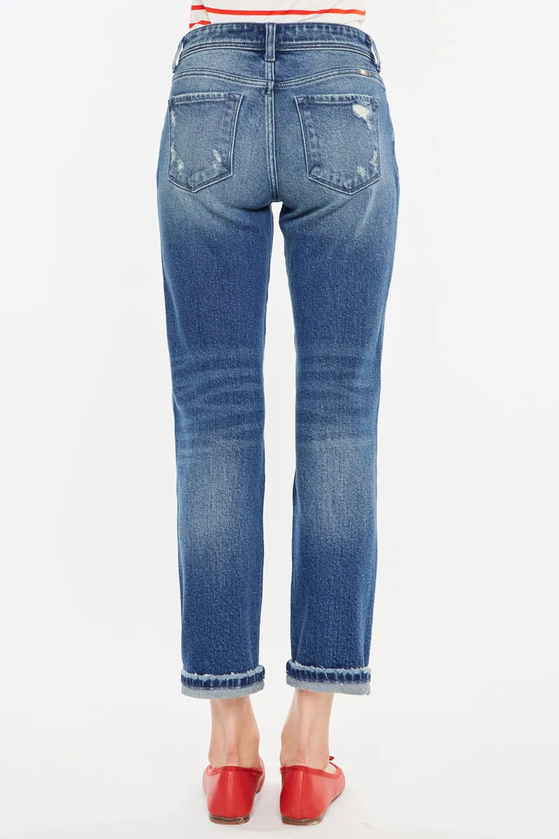Evelin Mid Rise Cropped Straight Jeans