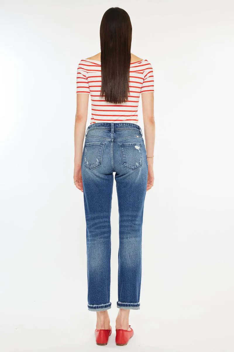 Evelin Mid Rise Cropped Straight Jeans