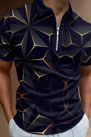 Fashion casual black printed polo shirt