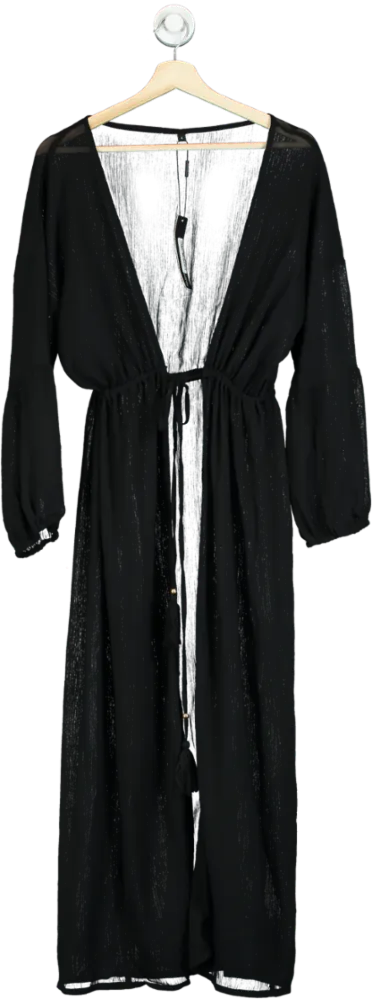 Fashion Nova Black Summer of Love Sheer Swim Cover Up Kimono UK S