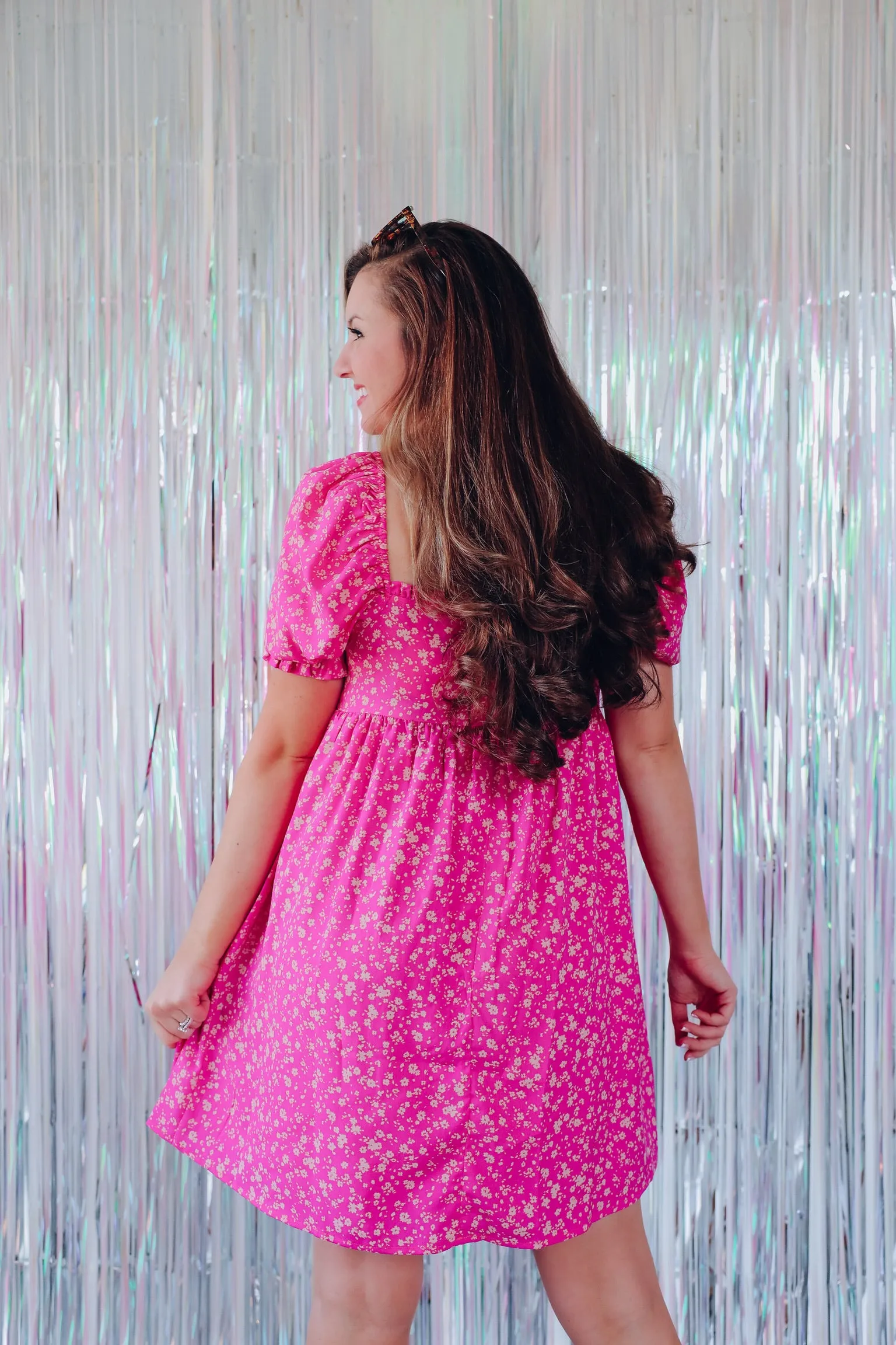 Fiore Empire Waist Mini Dress - Pink