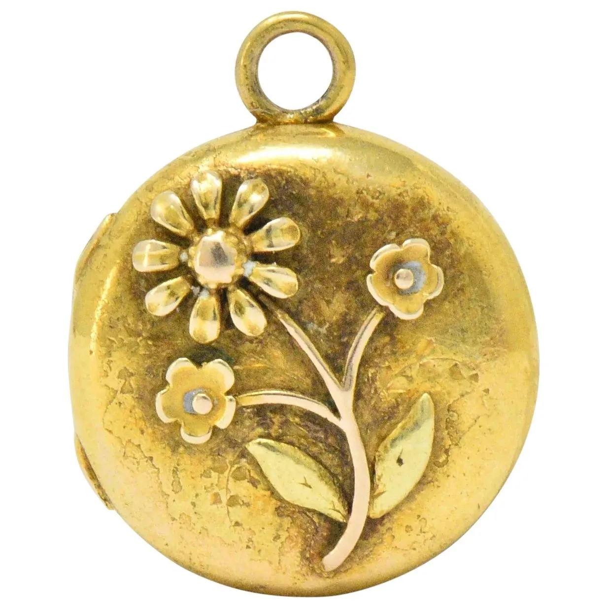 Floral Art Nouveau 14 Karat Tri-Color Gold Flower Locket