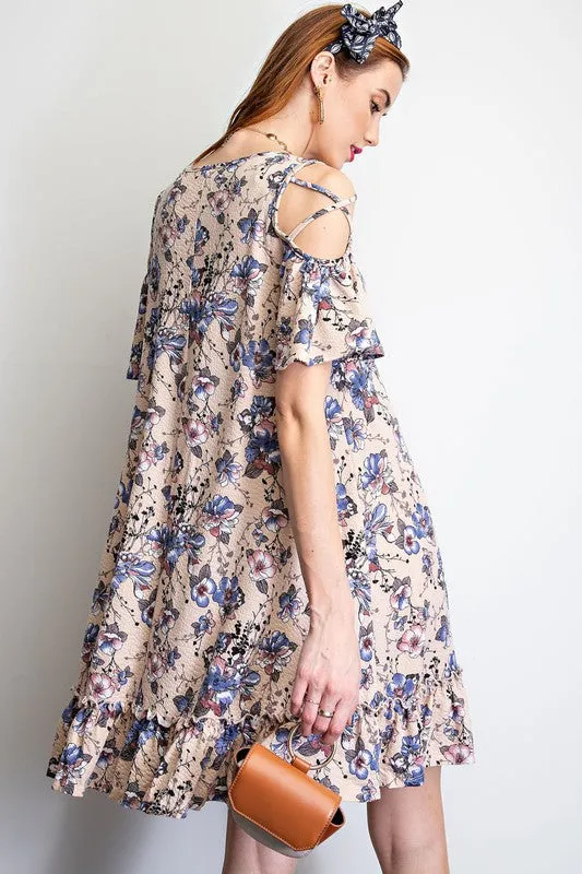 Floral Cold Shoulder Dress