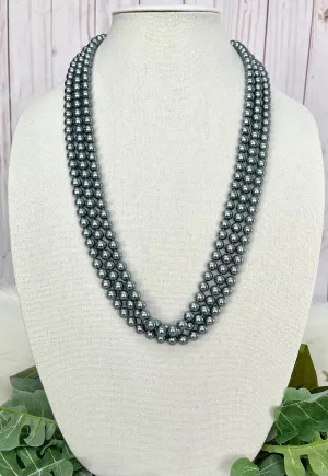 Grey Pearl 70" Long Layering Necklace