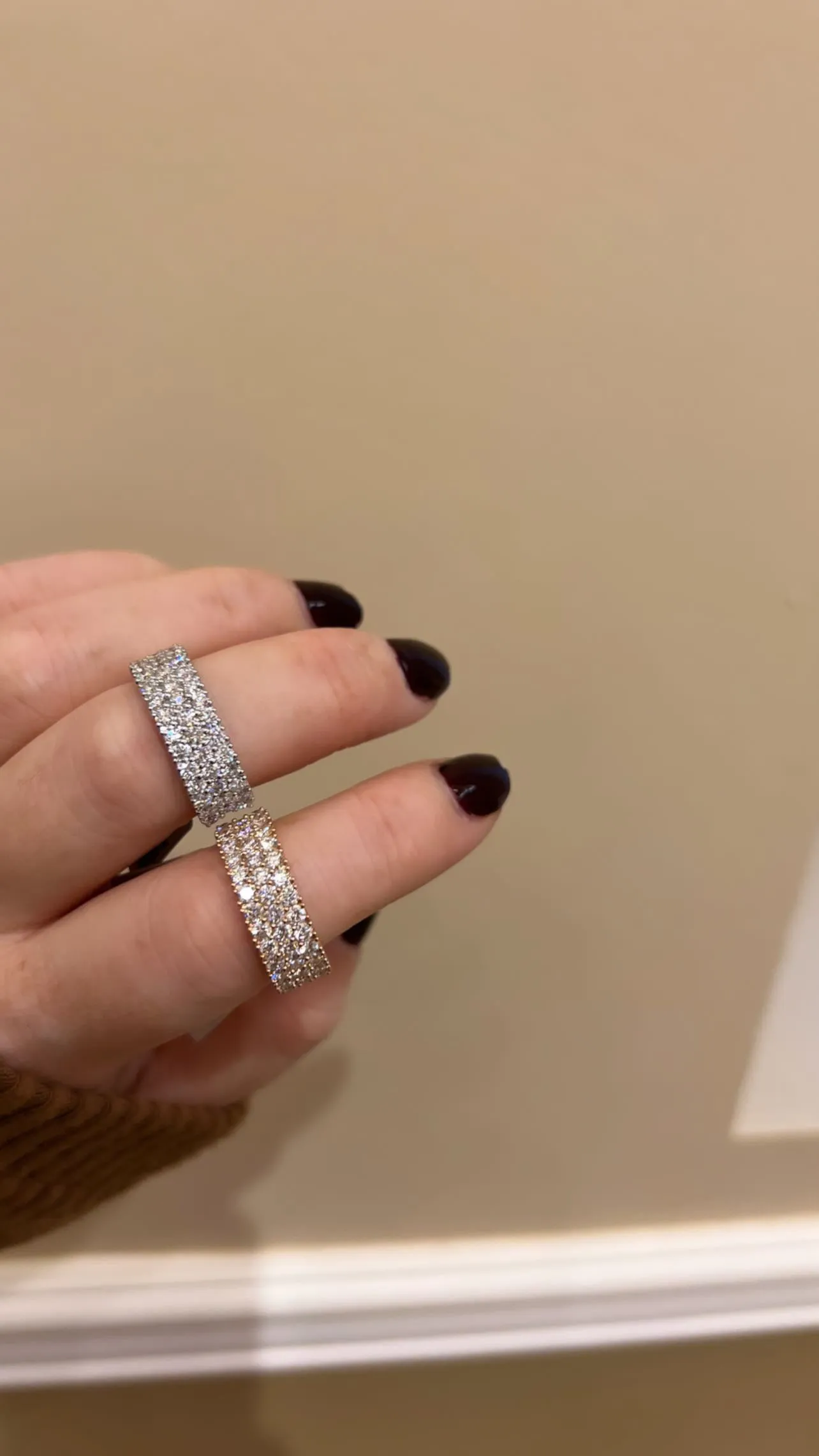 Half Way 3 Row Diamond Ring