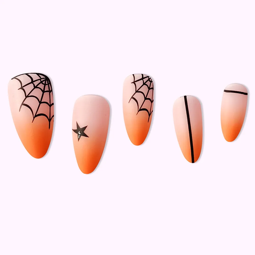 Halloween Alomnd gradual matte orange spider wed