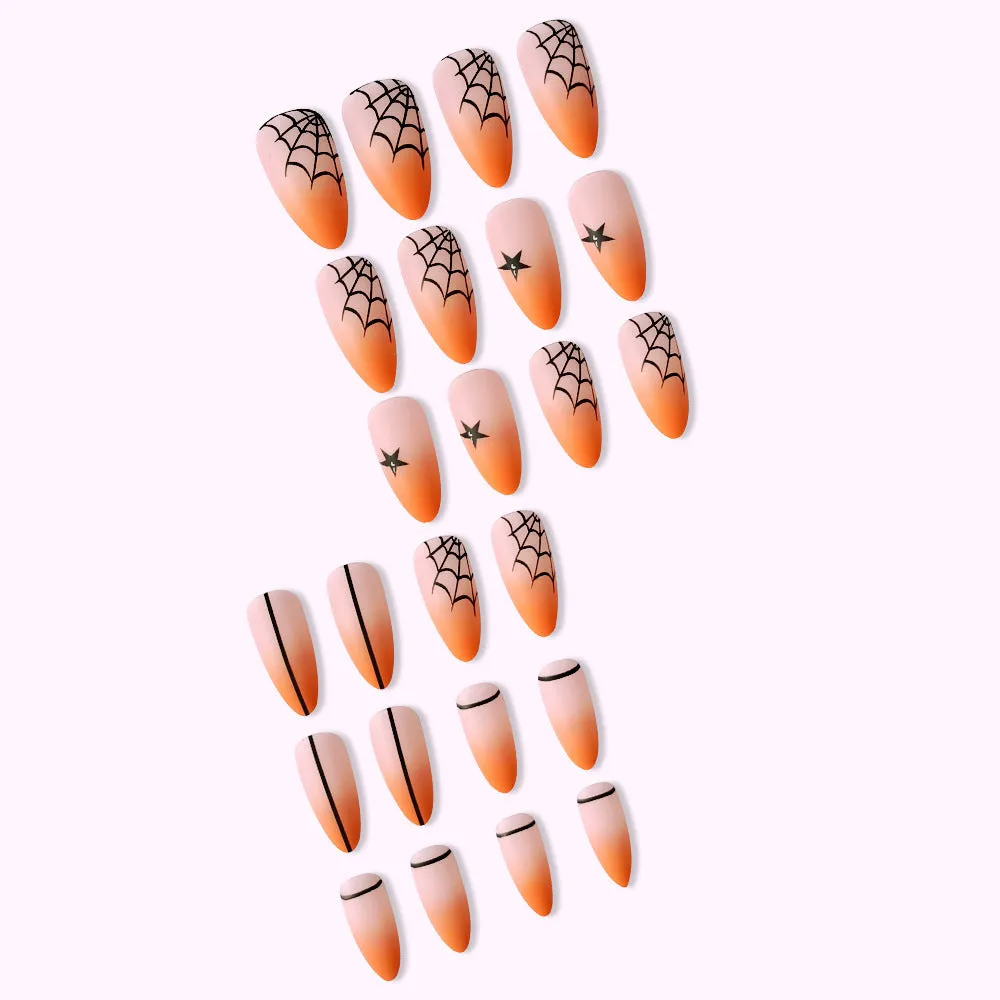 Halloween Alomnd gradual matte orange spider wed