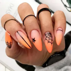 Halloween Alomnd gradual matte orange spider wed