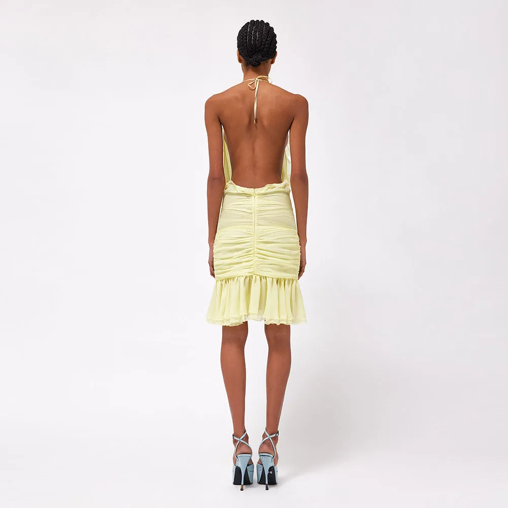 Halter Sleeveless Wrinkled Mini Dress BD2424