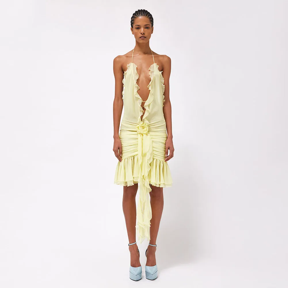 Halter Sleeveless Wrinkled Mini Dress BD2424