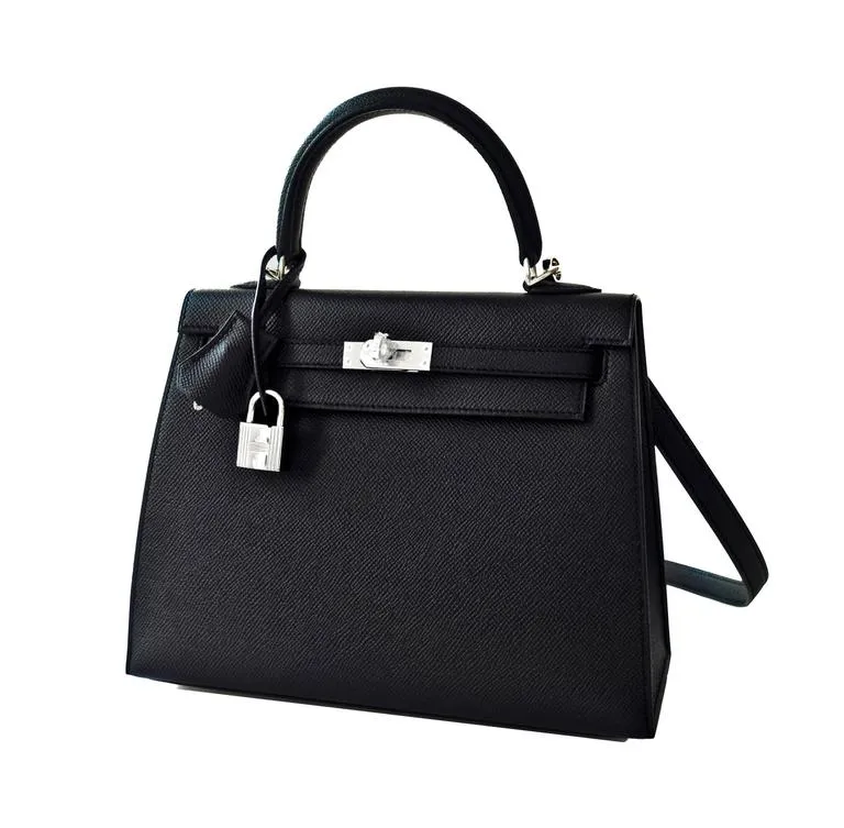 Hermes Black 25cm Kelly Epsom Sellier Palladium