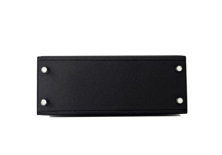 Hermes Black 25cm Kelly Epsom Sellier Palladium