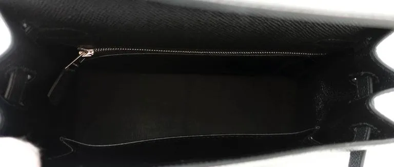 Hermes Black 25cm Kelly Epsom Sellier Palladium