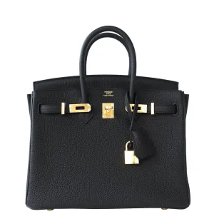 Hermes Black Baby Birkin 25cm Togo Gold GHW Satchel Jewel