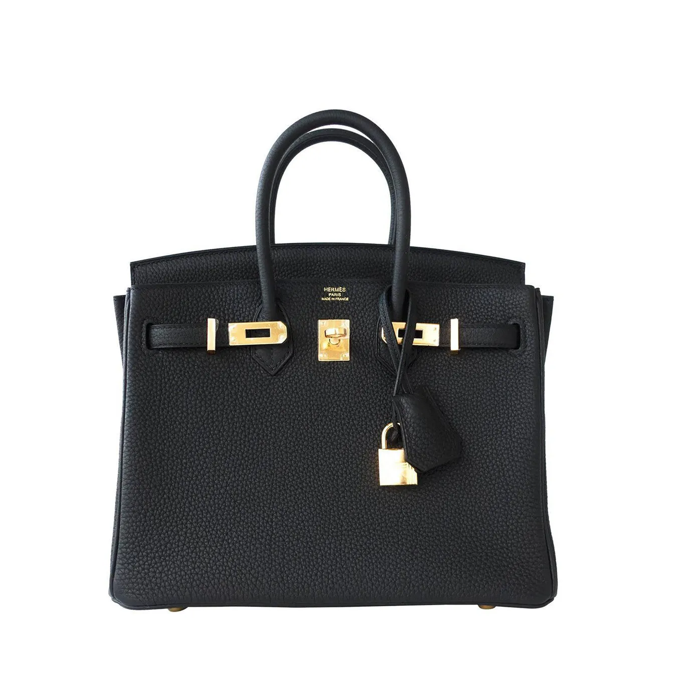 Hermes Black Baby Birkin 25cm Togo Gold GHW Satchel Jewel