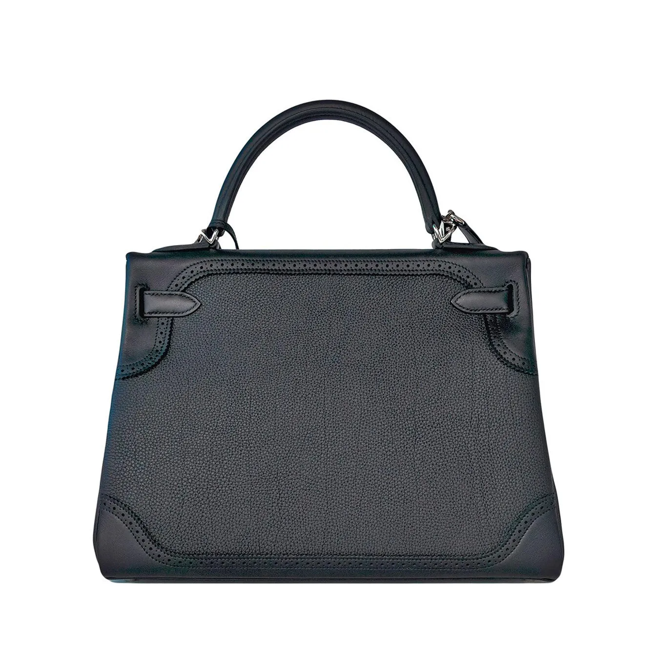 Hermes Black Ghillies Limited Edition 32cm Kelly Togo Swift Shoulder Bag Rare