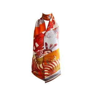 Hermes Carre En Carres Maxi Twilly Orange Grey Jaune