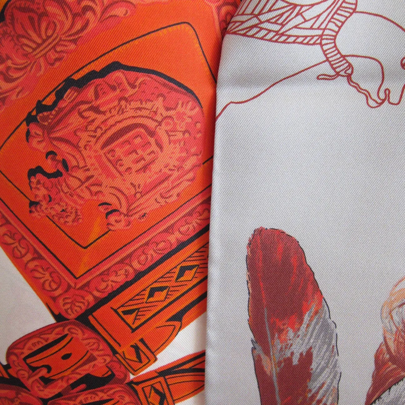 Hermes Carre En Carres Maxi Twilly Orange Grey Jaune