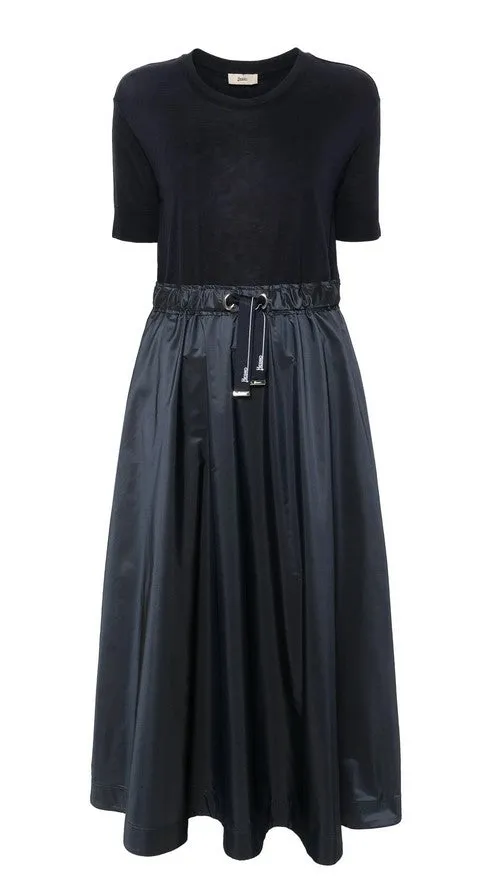Herno Mixed Media Dress - Navy
