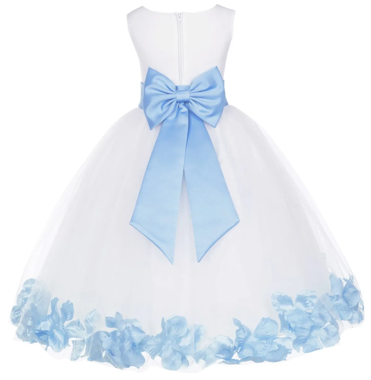 Ivory Elegant Wedding Pageant Special Events Petals Flower Girl Dress with Bow Tie Sash 302T(2)