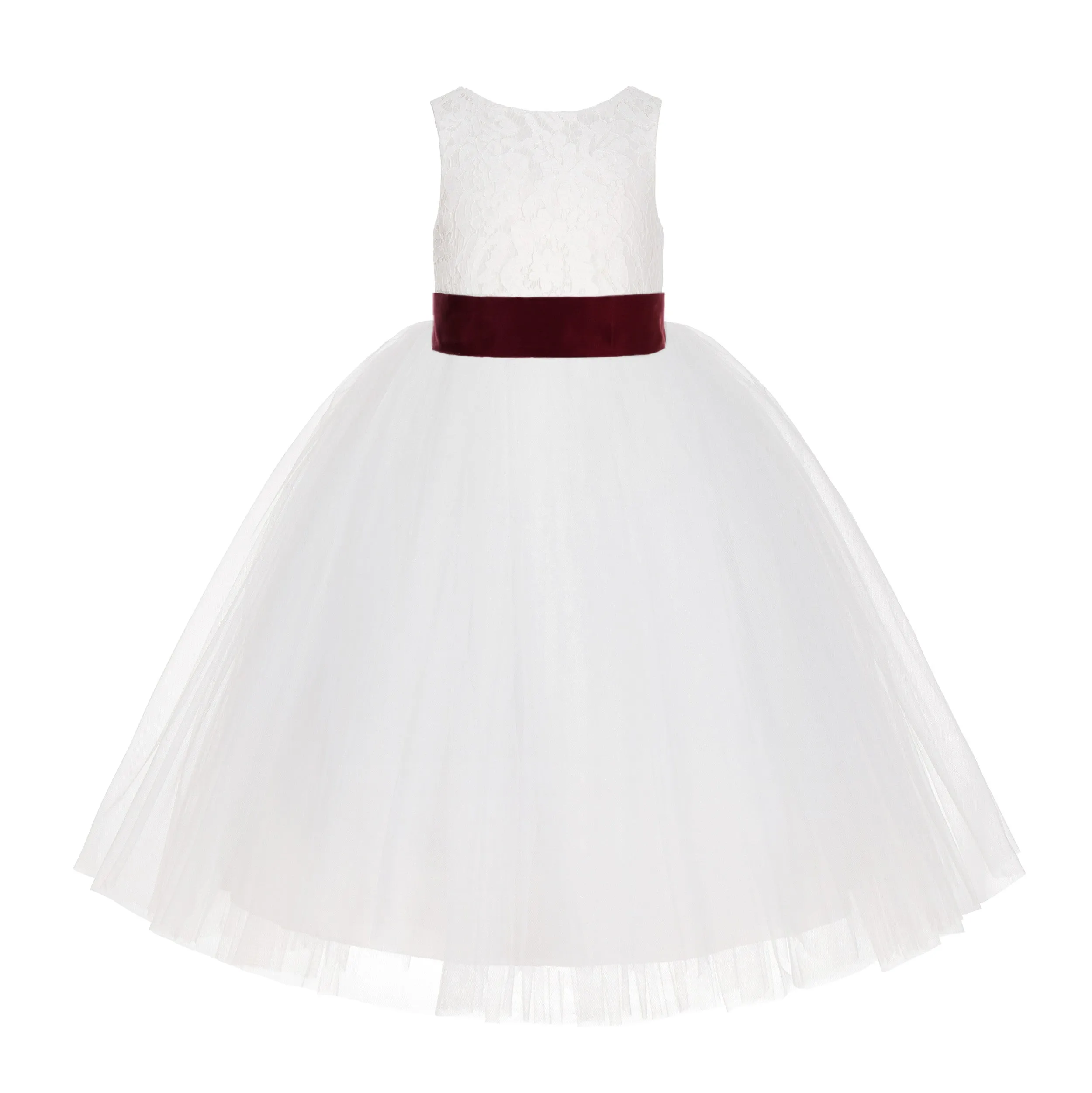 Ivory Floral Lace Flower Girl Dress Special Events Christening Pageant Gown Communion Recital LG7(2)