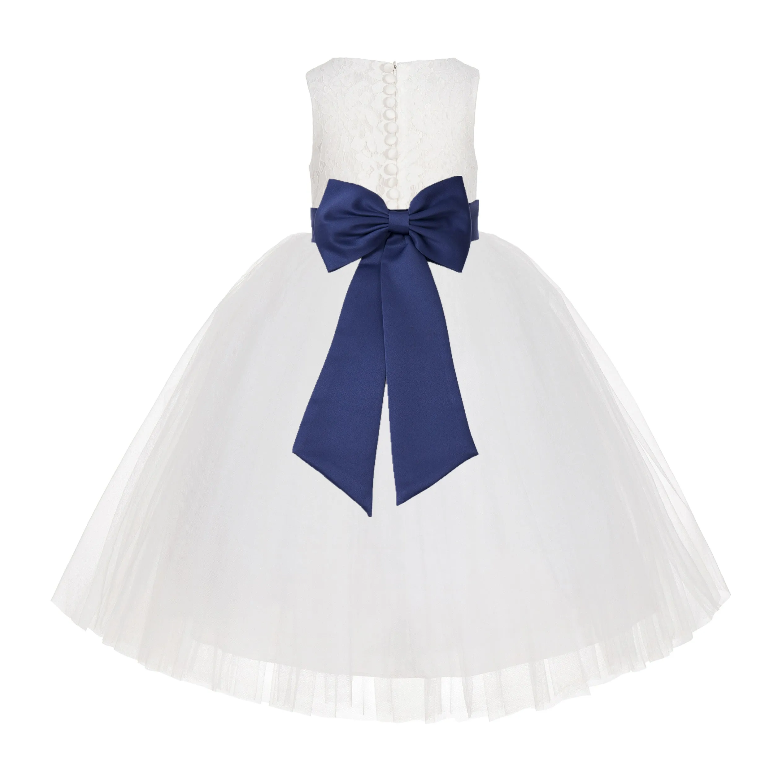 Ivory Floral Lace Flower Girl Dress Special Events Christening Pageant Gown Communion Recital LG7(2)
