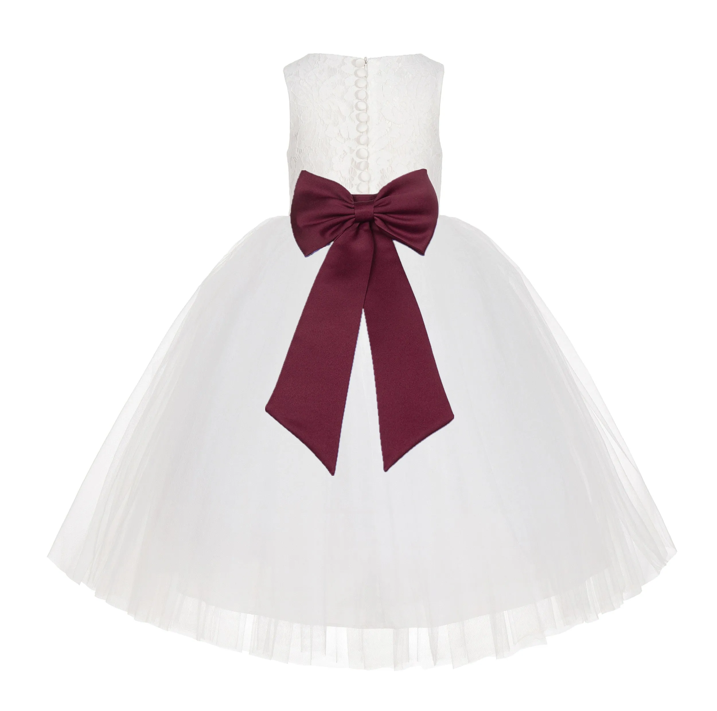 Ivory Floral Lace Flower Girl Dress Special Events Christening Pageant Gown Communion Recital LG7(2)