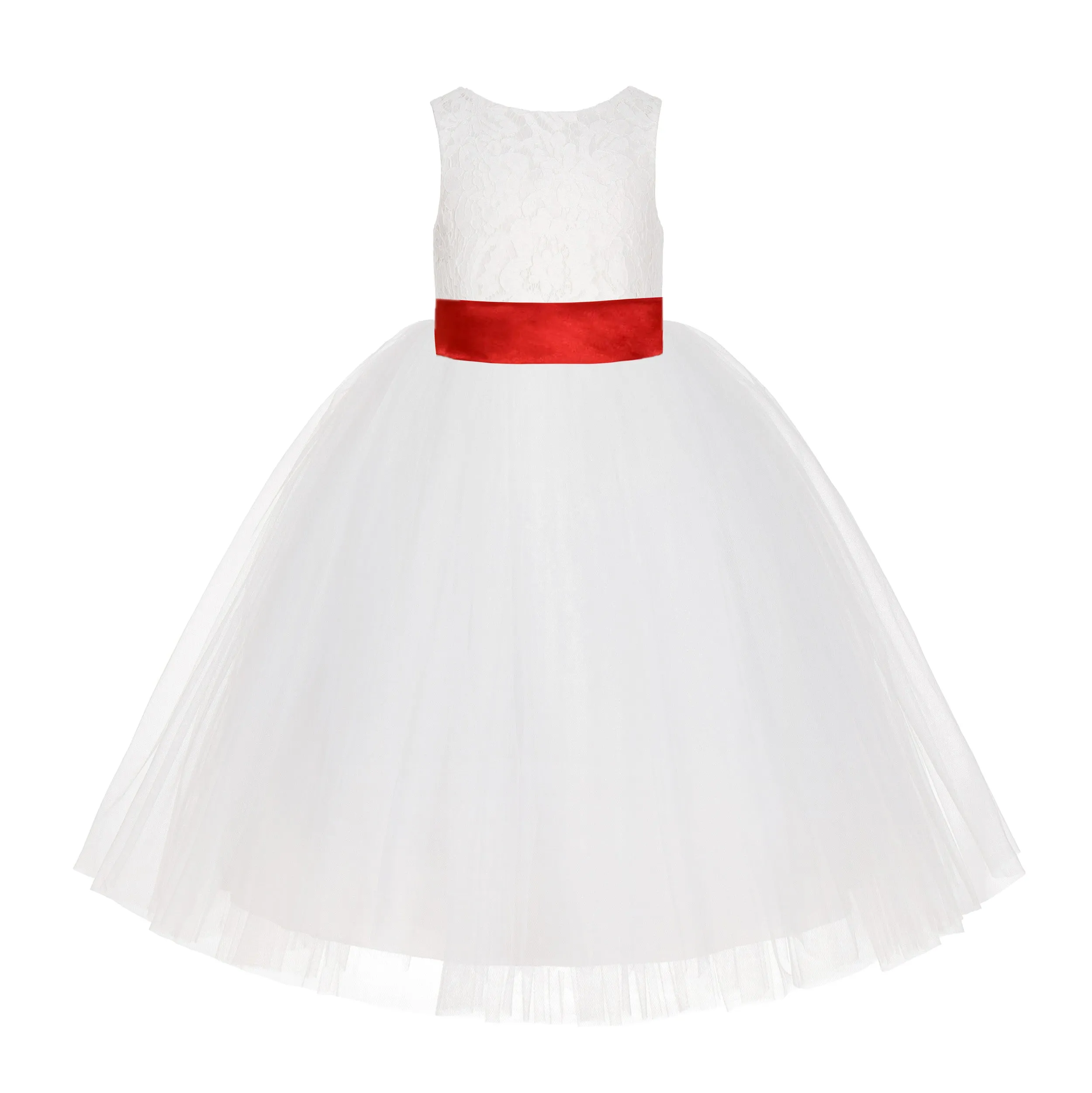 Ivory Floral Lace Flower Girl Dress Special Events Christening Pageant Gown Communion Recital LG7(2)
