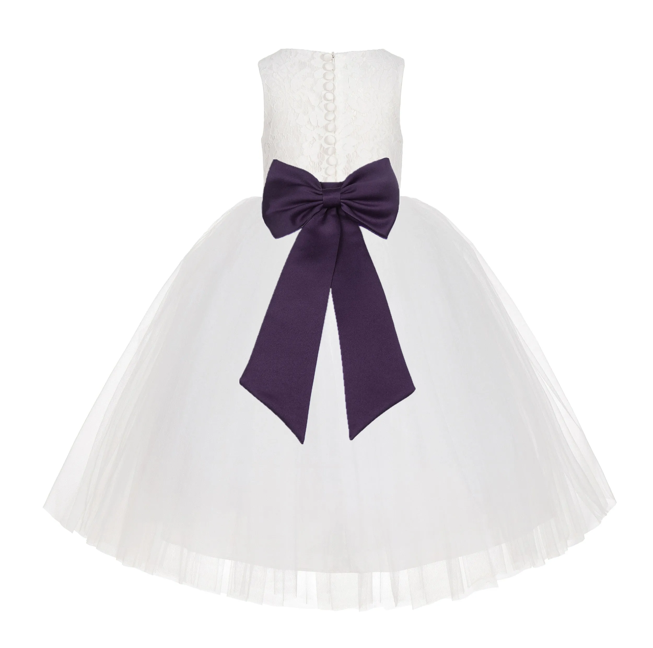 Ivory Floral Lace Flower Girl Dress Special Events Christening Pageant Gown Communion Recital LG7(2)