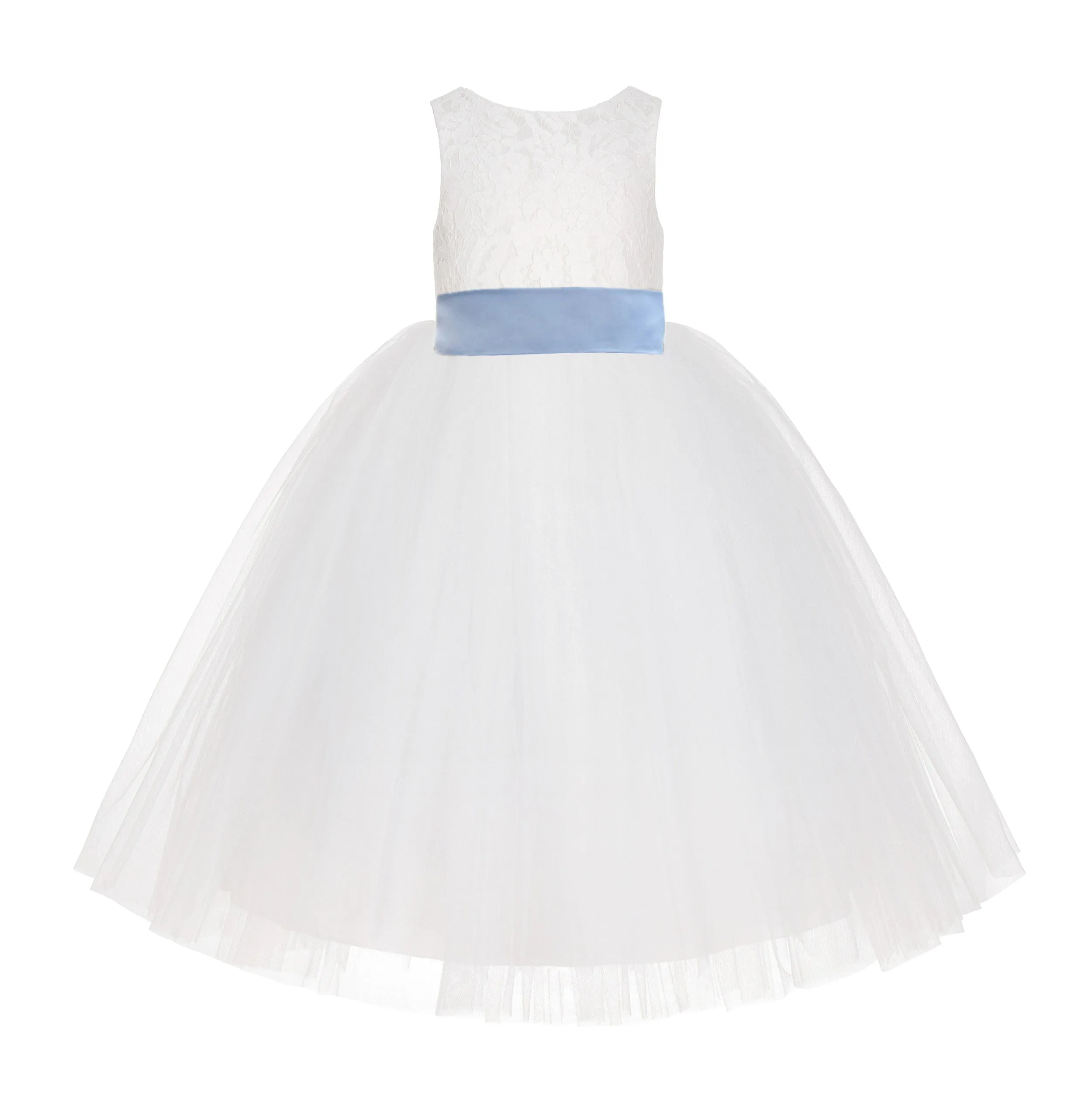 Ivory Floral Lace Flower Girl Dress Special Events Christening Pageant Gown Communion Recital LG7(2)