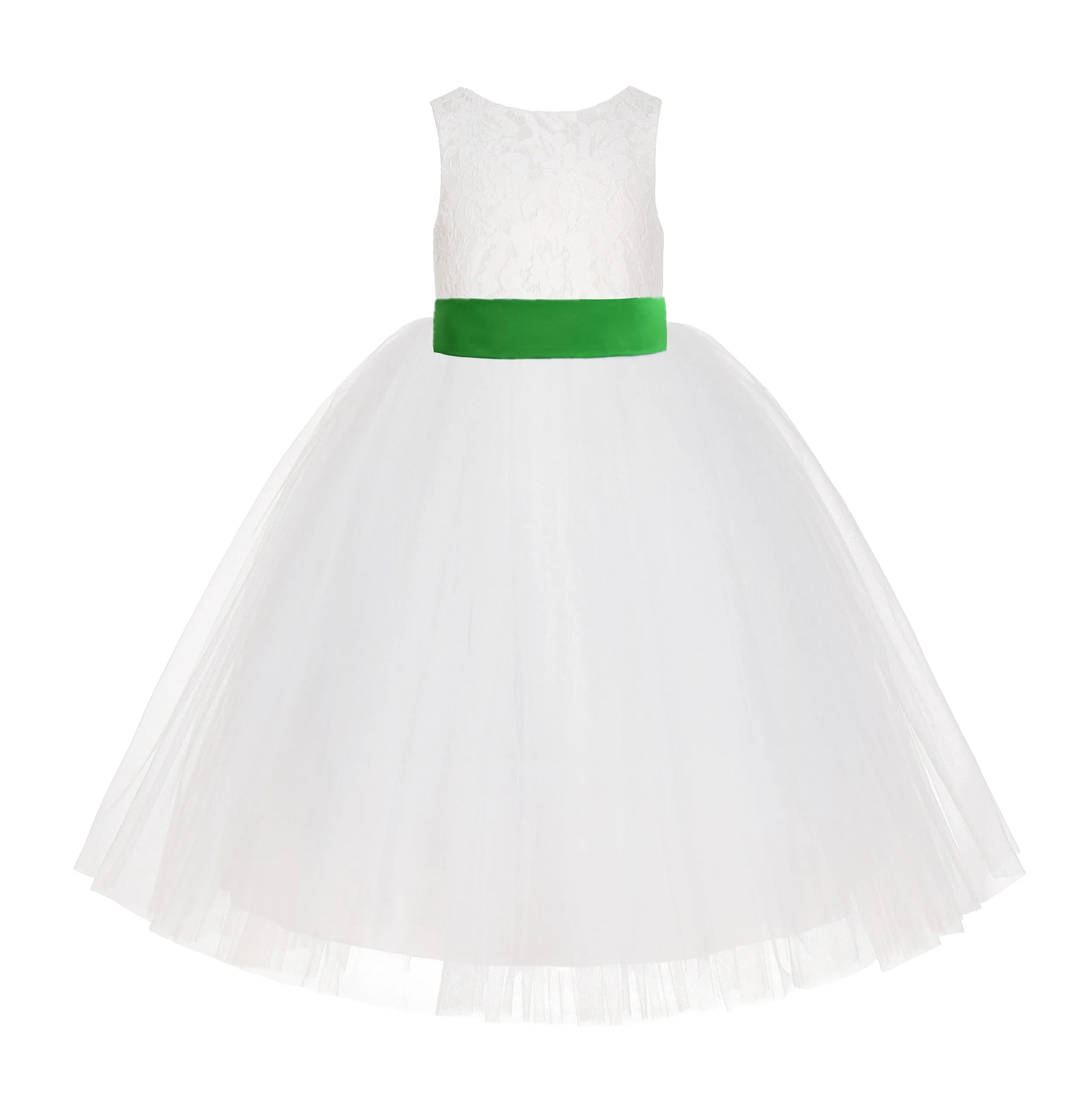 Ivory Floral Lace Flower Girl Dress Special Events Christening Pageant Gown Communion Recital LG7(2)