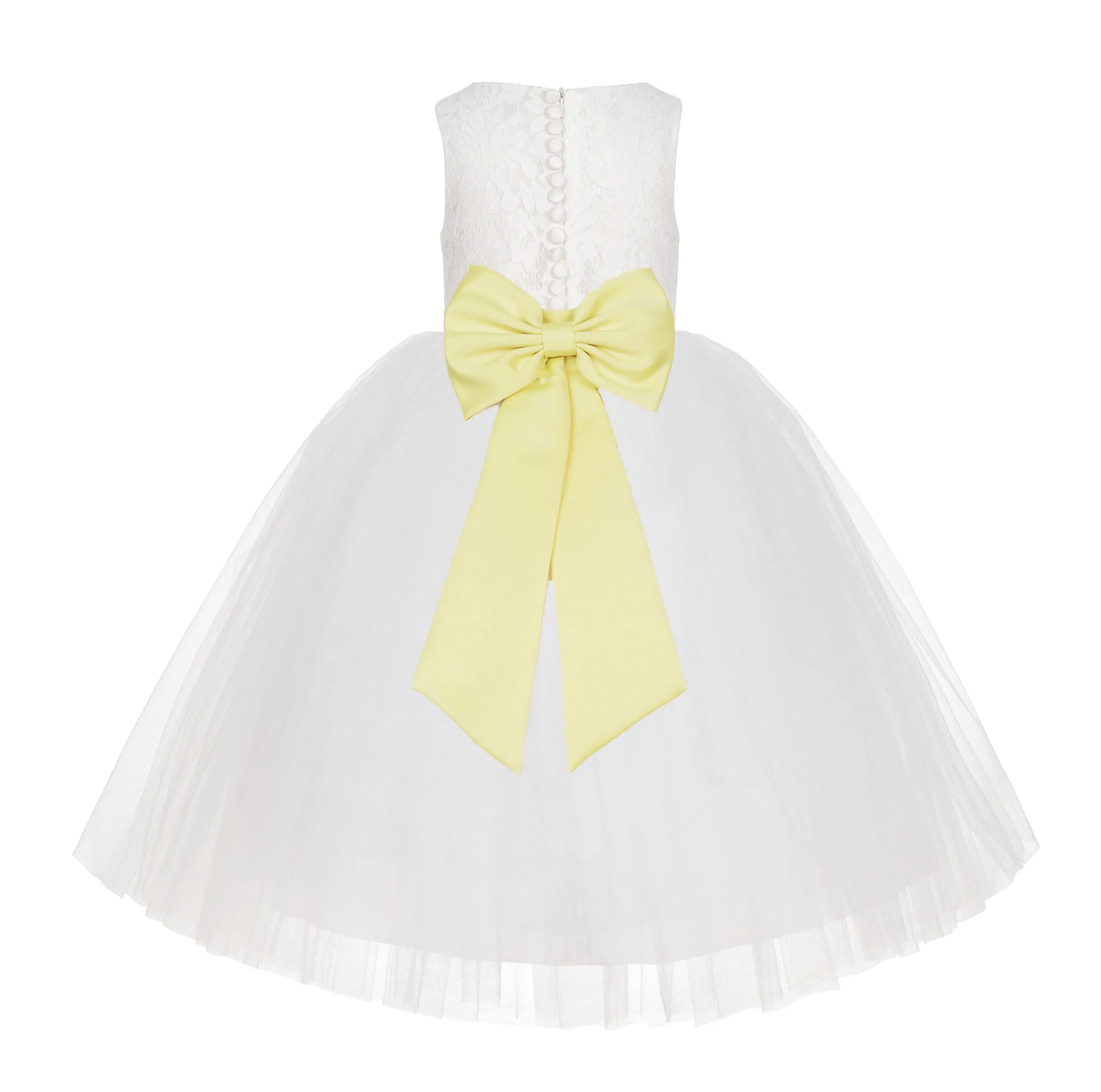 Ivory Floral Lace Flower Girl Dress Special Events Christening Pageant Gown Communion Recital LG7(2)