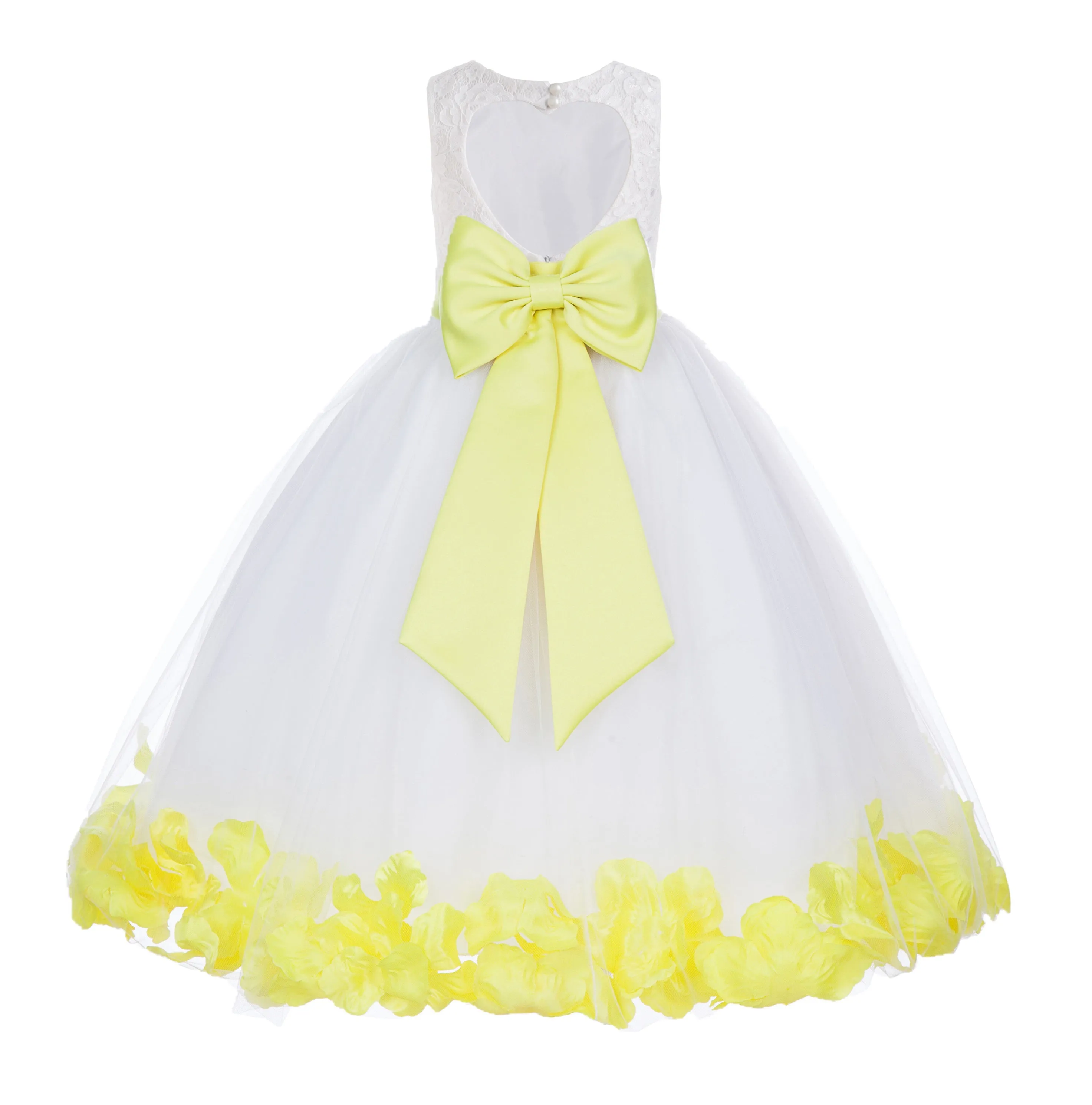 Ivory Floral Lace Heart Cutout Rose Petals Flower Girl Dress Junior Bridesmaid Special Event 185T(3)